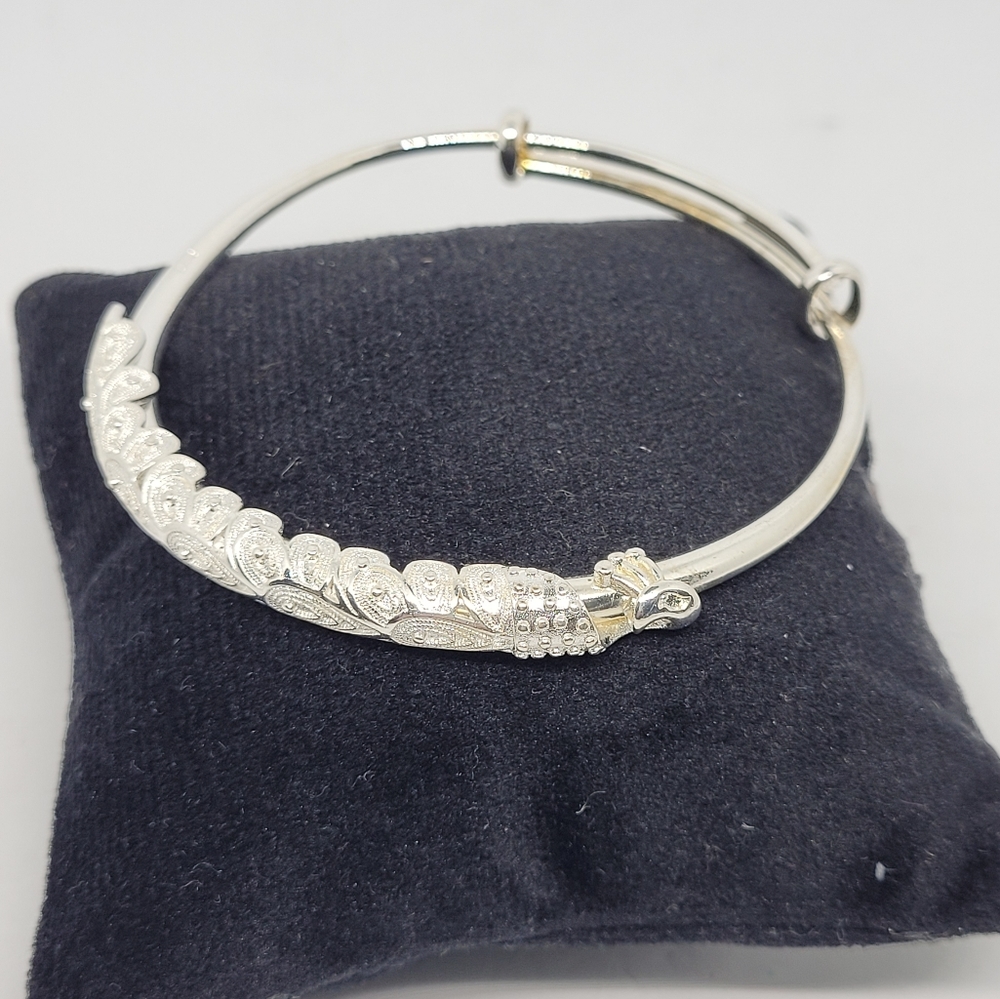 Bangle bracelet 925 Silver peacock, Small